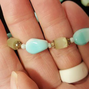 32" Vintage Sky Blue Glass Necklace